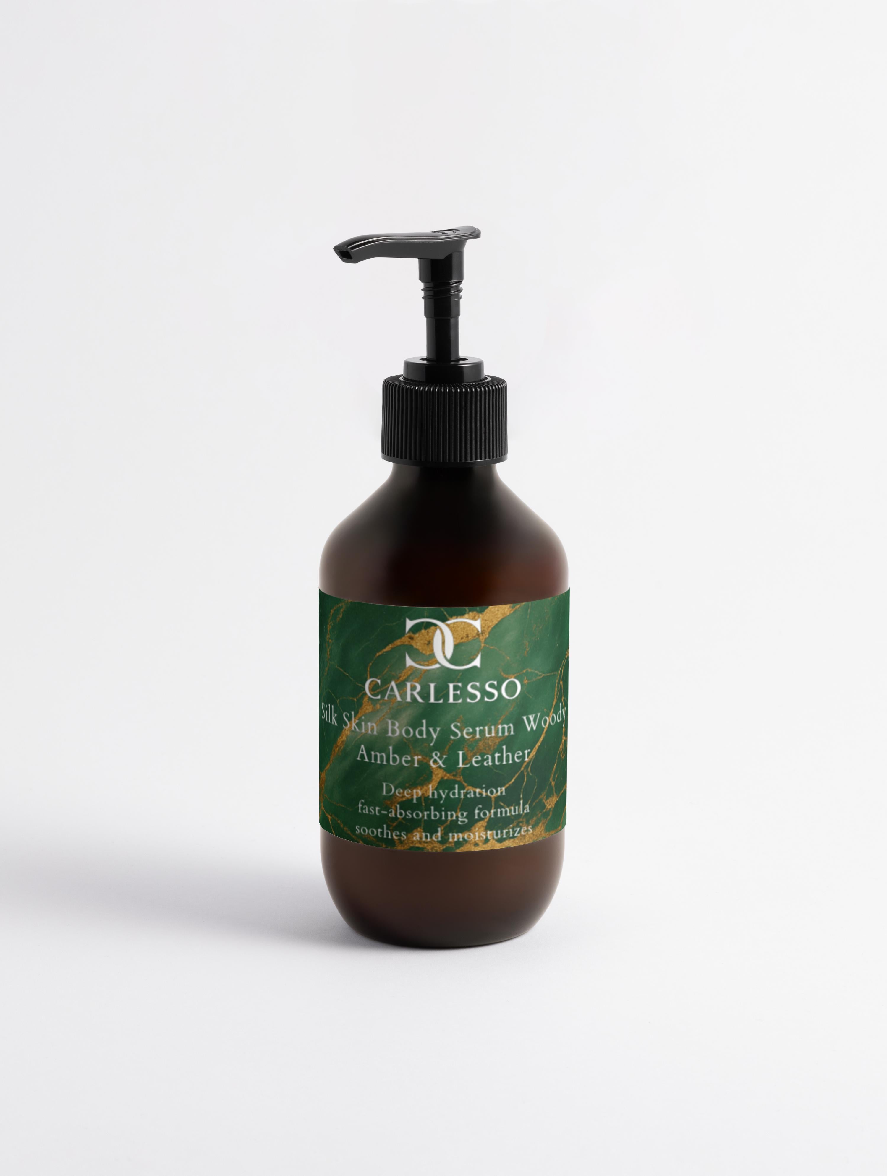 Siero corpo Silk Skin, Ambra legnosa e cuoio